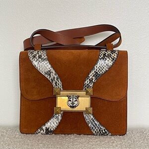 NWT. Gucci Snakeskin Suede Osiride Shoulder Bag Bright Cuir Crossbody Bag